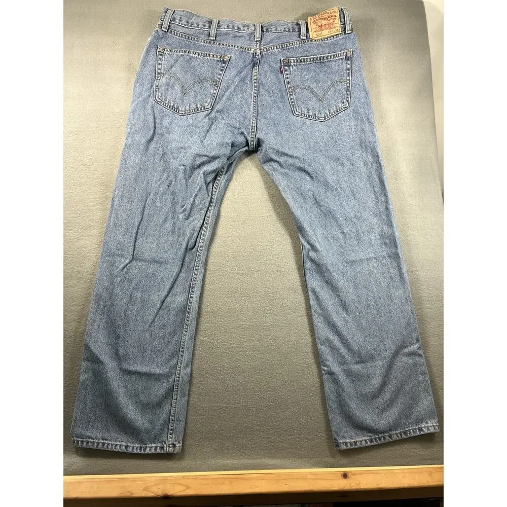 Levi's 505 Men's Relaxed Fit Jeans Stonewash Blue Size 40x30 Classic Style